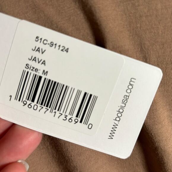 Bobi NWT Women's Cotton Cold Shoulder T-Shirt in Java - Size Medium - Picture 3 of 4